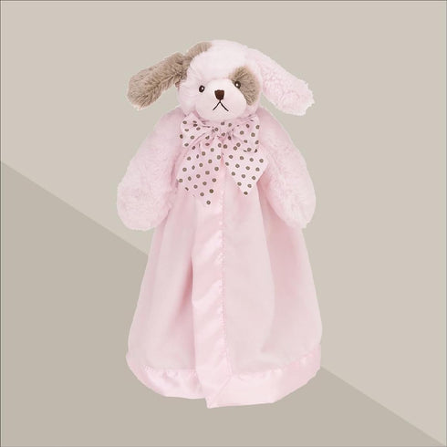 Bearington Baby Wiggles Snuggler, 15 Inch Pink Puppy Dog Plush Stuffed Animal Security Blanket Lovey for Babies...