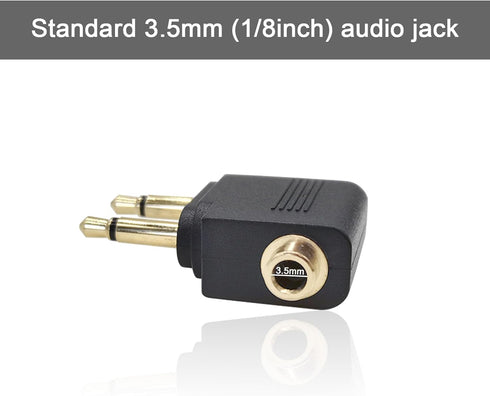 2-Pack Airline Airplane Flight Adapters for Headphones,Gold Plated Dual 3.5mm Male to 3.5mm Female,3.5mm Stereo Aux Jack Headphone Adapter for Aud...