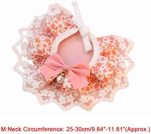 Pet Pink Adjustable Collar Dog Detachable Lace Neckerchief Cat Scarf Accessories Puppy String Bib for Small Medium Pet, Neck 9.84-11.81 Inches(M,p...