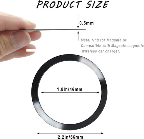 10 Pcs Metal Ring for Magnetic Wireless Charger, 2 Styles, Universal Ultra Thin CD Stripe Round Ring Sticker Conversion Kit Compatible with MagSaf...