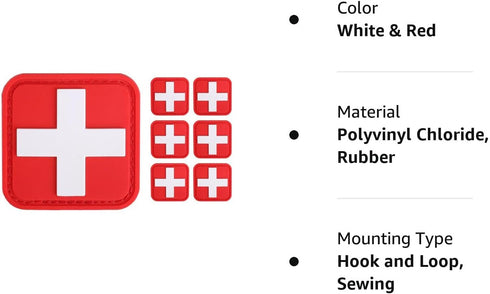 Medic Red Cross Patch, First Aid Morable Patch Perfect for Tactical IFAK, EMT Trauma Pouch 1.5-Inch 3D High Relief Patch Nurse Doctor Emergency 6 ...