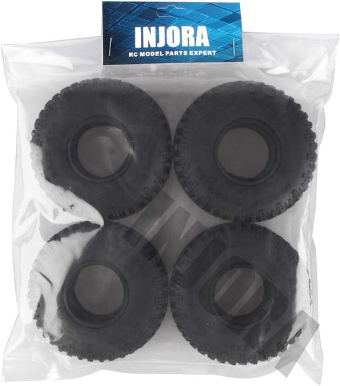 INJORA 4Pcs 1.55" Soft Rubber Wheel Tires 1.55 Inch Tyre for RC Crawler Car D90 TF2 Tamiya CC01 LC70 LC80...