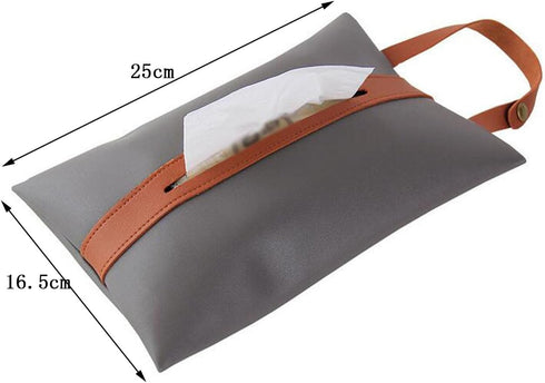 Tissues Box PU Leather Facial Paper Storage Case Rectangular Organizer Holder Decor with Hanging Strip for Kitchen Restaurant Countertops Bedroom ...
