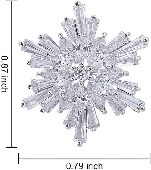 OKA Clear Austrian Crystal Winter Snowflake Brooch Pin, Elegant White Crystal Brooch Pins for Women...