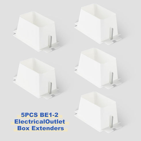 5PCS BE1-2 Electrical Outlet Box Extenders, 1 Gang Electric Box Extender with 10PCS Screws, Power Outlet Accessories (White)...