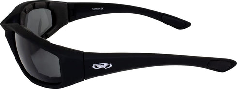 Global Vision Kickback Padded Motorcycle Sunglasses 2 Pair Black Frame Flash Mirror & Smoke Lenses...