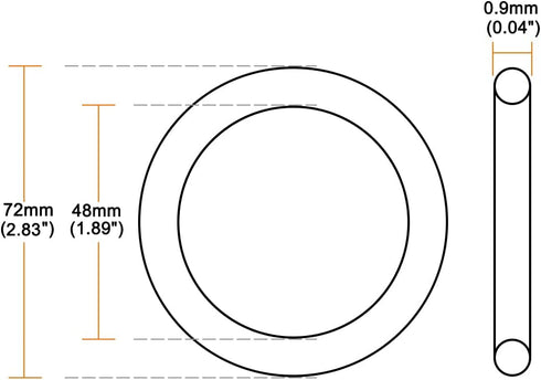 uxcell Air Compressor Compression Piston Ring Replacement Part 72mm OD 48mm ID 0.9mm Thickness, Yellow...