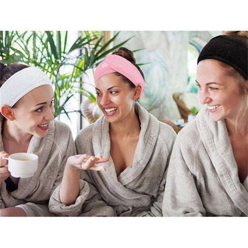 3Pcs Pink Spa Headband, Make up Hairband, Stretch Terry Cloth Headbands and Face Wash Wristband Set, Makeup Headbands Wrist Towels for Washing Fac...