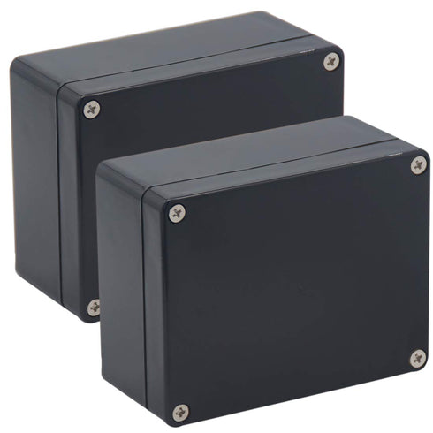 2 Pack Project Box IP65 Waterproof Junction Box ABS Plastic Black Electrical Boxes DIY Electronic Project Case Power Enclosure 4.53"x3.54"x2.17"(1...