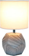 Simple Designs LT2065-MBL Round Prism Mini Table Lamp with White Fabric Shade, Gray Marble...