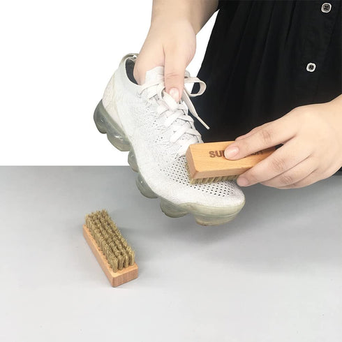Sneaker Shoe Cleaner Brushes, Boar Bristles Wooden Cleaning Brush Cleans Dirt and Grime from Shoes and Laundry - 3 Pack...