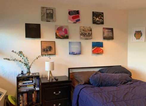 Vinyl Record Wall Mount- 5 Pack | No Wall Damage | Floating Shelf | Black & White Album Holder | Display Your Best LPs...