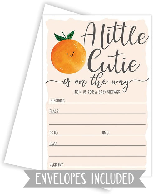 Little Cutie Baby Shower Invitations (20 Count) With Envelopes - Gender Neutral or Girl Baby Shower...