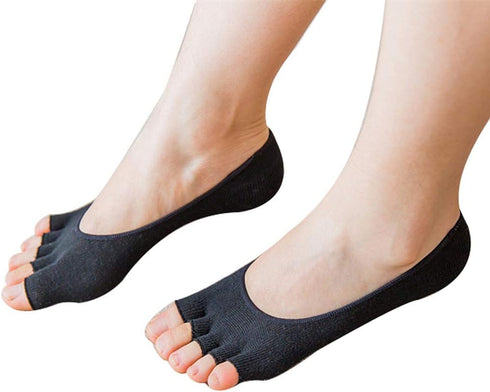 Angzhili 2 Pair Women Ladies Summer Peep Toe Socks Open Toe Socks Invisible Liner Fashion Breathable Open-Toed Liner Socks No Show with Nonslip He...
