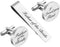 Mens Groom Father Wedding Silver Plated Black Tie Clips Pack of 2...