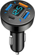 4 Ports USB Car Charger Adapter, Auto Portable PD 3.1/QC 3.0 Fast Charge Cigarette Lighter with Flush Fit Charging Plug, Compatible with iPhone 14...