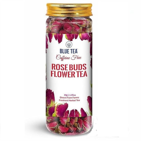 BLUE TEA - Rose Buds Herbal Tea - 1.06 Ounce | Grade A | DETOX TEA | Caffeine Free Herbal Tea - Vegan - GMO-Free - Food Grade Pet Jar |...