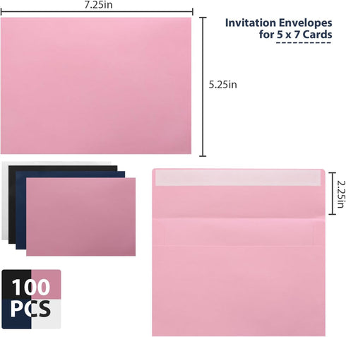 100Packs A7 Envelopes,5x7 Envelopes,5x7 Envelopes for Invitations,Printable invitation envelope,Photos, postcards, greeting cards, mailings, Weddi...