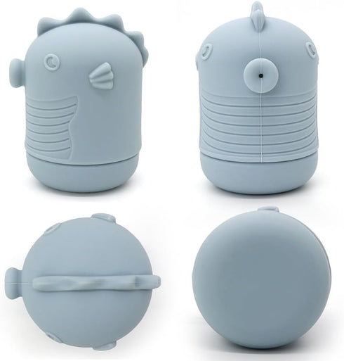 PandaEar 4 Pack Silicone Baby Bath Toys, Ocean Animals Bathtub Toys for Toddlers Infant, Swimming Shower Bath Tub Toys for Boys and Girls, Non Tox...