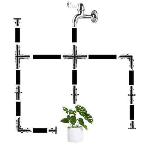 300 Pcs Barbed Connectors Drip Irrigation Fittings Kit, 1/4" Drip Irrigation Kit for Garden Flower Pot Greenhouse Lawn (Straight Barbs,Single Barb...