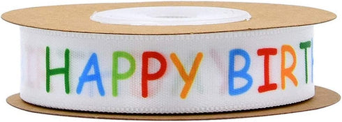 Birthday Wired Ribbon 10 Yard Polyester Craft Ribbon for DIY Sewing Accessories Hairbow Boxes Wrapping Wedding Birthday Party Decoration(Happy Bir...