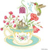 Alice's Cottage Hummingbirds and Teacup Flour Sack Kitchen Towels Set of 2 Cotton...