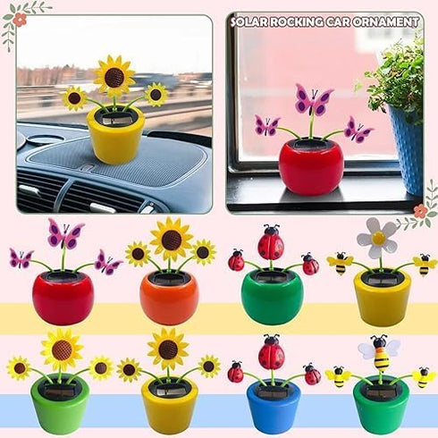 Reddish Orange Fashion Solar Powered Dancing Flower Toy Office Desk Car Decor Funny Electric Toy for Kids Sunflower Beetle Car Accessories Nice...