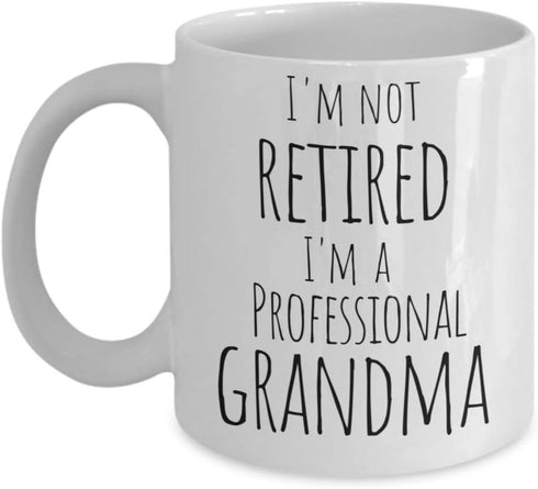 Retired Grandma Coffee Mug - Professional Grandma - 11 oz Retirement Cup from Grandkids Granddaughter Grandson Husband Coworker...