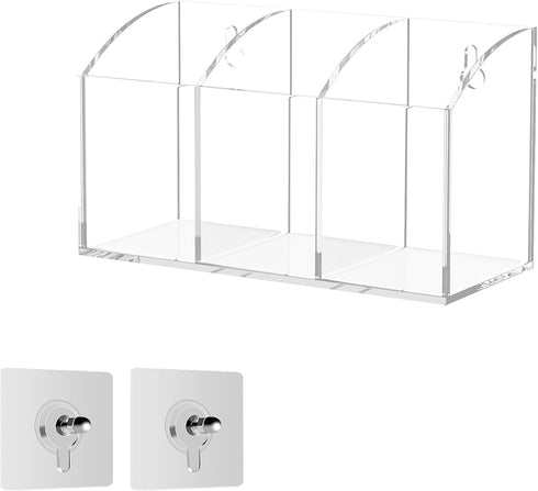 Acrylic Pen Holder Box 3 Compartments, Clear Pencil Storage Organizer for Desk or Wall, Acrylic Organizer Holder for Pens, Office Desk Accessories...