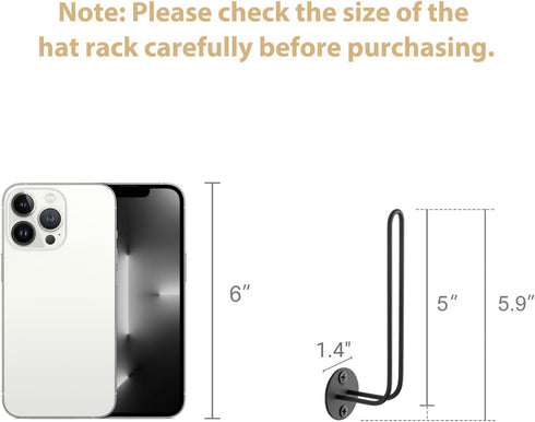 Mkono Hat Organizer for Baseball Caps, Set of 2 Wall Hat Rack 5 Inches Space Saving Holds 20 Caps Modern L -Shaped Hat Hooks Wall Mount Hat Holder...