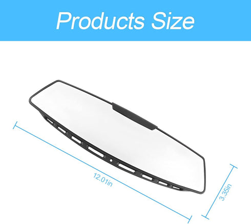 Car Rearview Mirrors, Interior Clip-on Panoramic Rear View Mirror for Car, Wide Viewing Range, 12 inch HD Universal Use for Cars, SUVs, Trucks, Ve...