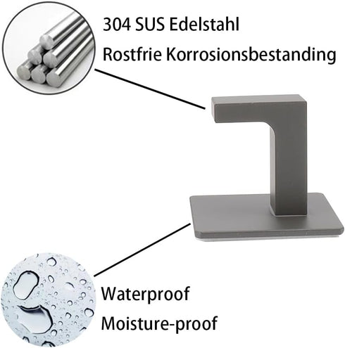 Bath Towel Hooks, 6 Pack Self Adhesive Square Coat Hooks, Sturdy No Drilling Robe Hook, Stainless Steel Heavy Duty Clothes Hanger, Wall Hooks for ...