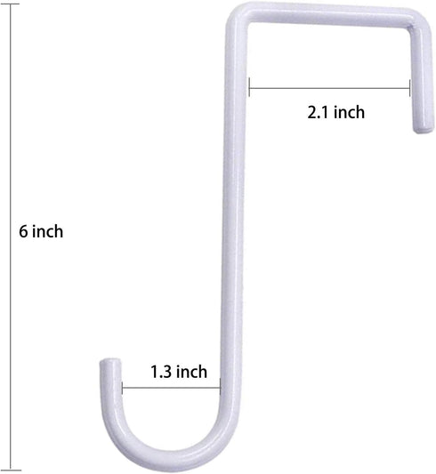 DINGEE Vinyl Fence Hooks 2x6 inch,Fence Hangers Patio Light Hooks,4 Pack Patio White Powder Coated Steel Fence Hooks for Hanging Plants, Planters,...