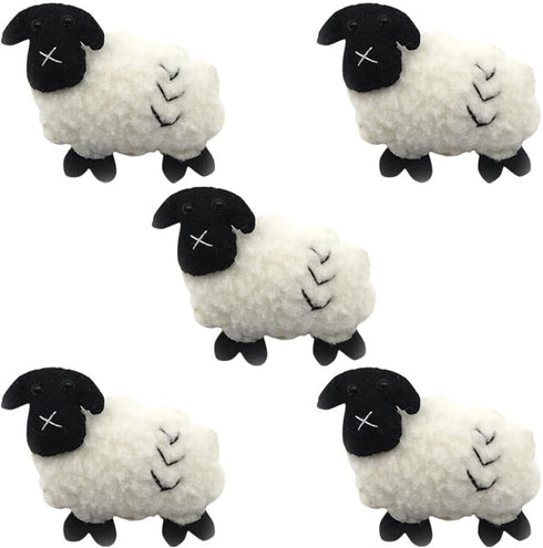 TEHAUX 5pcs Felted Sheep Keychain, Sheep Key Chain Pendant Wool Felt Sheep Crafts Sheep Charm Keyring DIY Felting Material Felted Wool Sheep Decor...