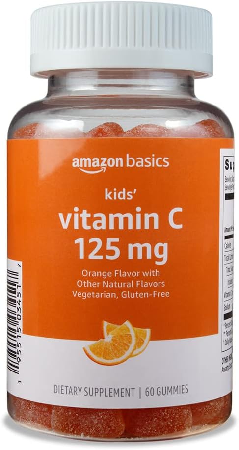 Amazon Basics Kids' Vitamin C 125mg Gummies, Orange, 60 Count, Immune Health, 2 Month Supply (Previously Solimo)...