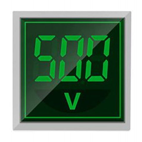 Digital Display AC Voltage Indicator, 22mm Square Head LED Voltage Tester AC50~500V Voltmeter Monitor (Green)...