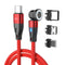 Magnetic Charging Cable, PD 60W USB C Cable Fast Charging, 7 pin 540° Rotation with Led Light, 480Mbps Data Transfer, 3 in 1 Cord for iPhone, Andr...