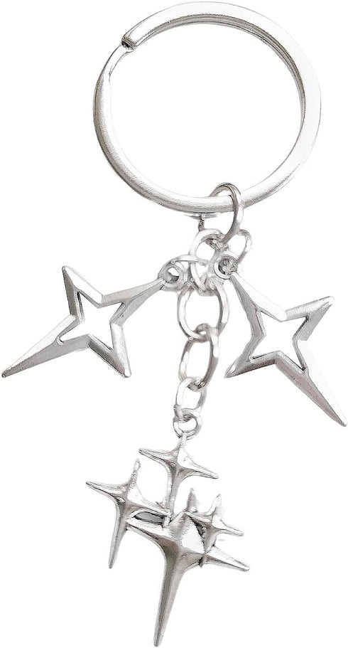 Meefisher Cute Star Moon Keychain Aesthetic Accessories Stainless Steel Key Ring Purse Handbag Backpack Bag Charms Car Holder...