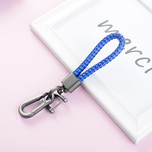 Car Key Acorn Weave Paracode Key Chain Ring, Thick Leather Braid Rope Car Keychain Ring for Men and Women, Suit for All Cars (Blue)...