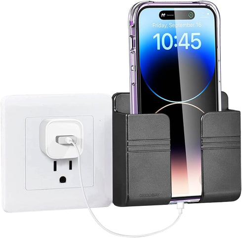 D1 Wall Mount Phone Holder, Phone Stand with Adhesive and Data Cable Receiving Hole, Phone Holder for Shower, Charging, RV, Compatible with iPhone...