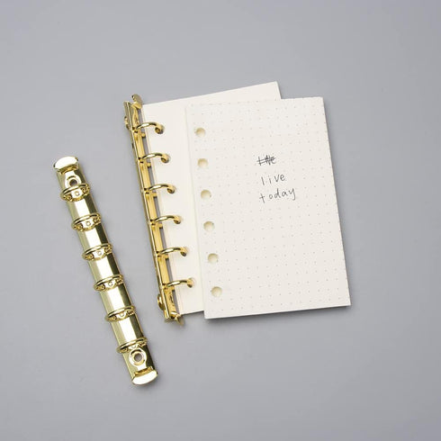 NatSumeBasics 2pcs A7 Gold Binder Rings Metallic Replacement A7 Binder 6 rings with Snap Split Hinged for Loose Leaf Notebook Book Photo Album DIY...