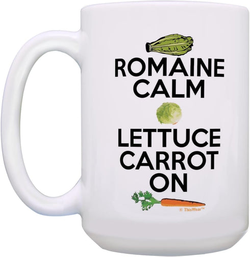ThisWear Chef Gifts for Women Romain Calm Lettuce Carrot On Cooking Gifts 15oz Ceramic Coffee Mug with Handle...