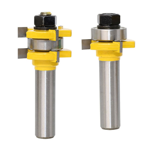 Tongue and Groove Router Bit, Set of 2 Grooving Router Bit 3/4" Stock 3 Teeth T Shape 1-3/8 Inch Diameter Wood Milling Saw Cutter Door Flooring Wo...