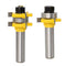 Tongue and Groove Router Bit, Set of 2 Grooving Router Bit 3/4" Stock 3 Teeth T Shape 1-3/8 Inch Diameter Wood Milling Saw Cutter Door Flooring Wo...