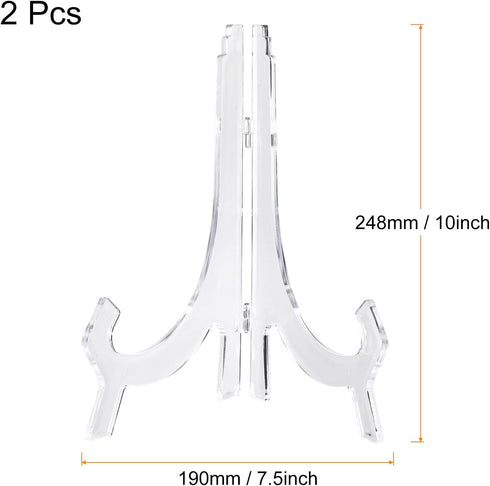uxcell 2pcs 9.8" Acrylic Easel Stand, Folding Display Plate Holder Clear for Decorative Picture Frame...
