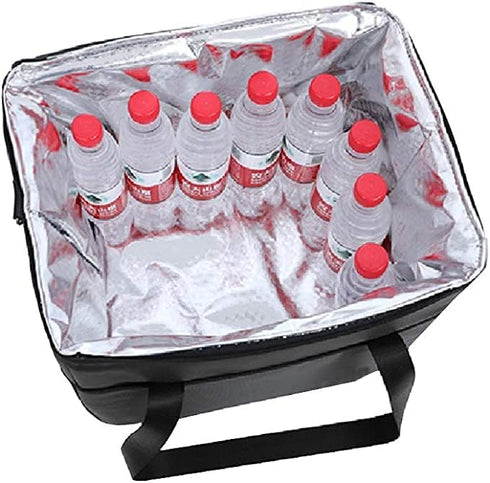 XXL Insulated Cooler Bag and Food Warmer for Delivery & Grocery Shopping with Zippered Top, Black (1 pack)...