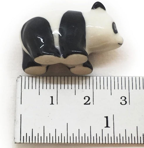 WitnyStore Tiny 1¼" Standing Panda Figurine - Miniature Hand Made Painted Ceramic Giant Pandas Black White Bear Asian Wildlife Wild Animals Cute P...