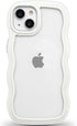 Anuck for iPhone 14 Plus Case Wavy Edge Clear Back Design, Anti-slip Grip Cute Wave Curly Frame Shape Shockproof Soft TPU & Hard Bumper Protective...