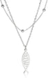 Jesus Fish Necklace For Women Stainless Steel Christian Faith Symbol Jesus Fish Pendant Necklace Religious Jewelry Inspirational Gift...