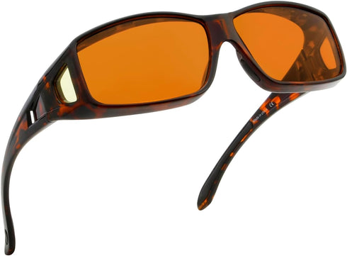 BLUELESS Fitover Glasses for Computer Blue Blocking with Orange Tinted Sleep Glasses, Tortoise...